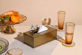 Alamkari India Metal Hammered Golden Metalic Tissue Box